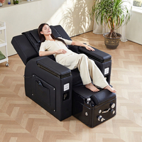 Fauteuil de Pédicure Spa Luxe Noir Réglable et Inclinable avec Massage Électrique et Bain de Pieds à Hydromassage pour Salon de Manucure