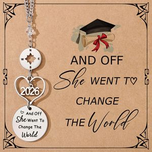 Regalo per la stagione delle lauree: <span class=keywords><strong>ciondolo</strong></span> a forma di cuore <span class=keywords><strong>con</strong></span> <span class=keywords><strong>bussola</strong></span> in acciaio inossidabile e catena in bambù - Product Image 2