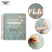 2026 2027 conception personnalisée feuille d'or simple bobine spirale financièrement Journal planificateur budgétaire avec enveloppe d'argent