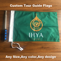 Drapeau de guide touristique personnalisé de haute qualité en polyester avec mât télescopique, drapeau à main, drapeau double face pour guide touristique