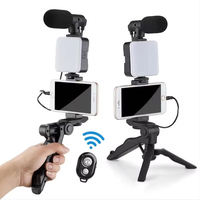 Kit Support Téléphone Portable pour Photographie, Éclairage, Vlogging, Vidéo, Diffusion en Direct Extérieure, Trépied, Anneau Lumineux, Maquillage, Smartphone, Plastique