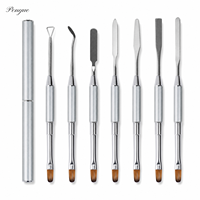 Pinceau à ongles double embout avec manche métallique, poils en nylon, Kolinsky Sable, pour liner, dégradé, gel UV, repousse-cuticules, multifonctionnel, professionnel
