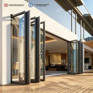 Porte pliante en aluminium et verre, isolation thermique, fabrication OEM ODM, services de personnalisation, chambre, cuisine, villa, NFRC&NAFS - Product Image 2