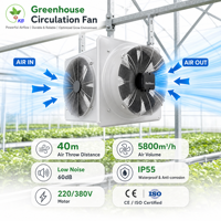 Équipement pour petite ferme avicole : Ventilateur de circulation d'air multi-travées en acier inoxydable pour serre agricole, portée 40m, moteur 300W, débit 5800 m³/h