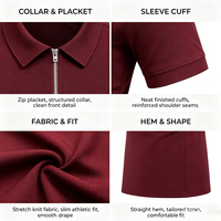 Groothandel op maat bedrukte minimalistische, slanke, zachte T-shirts van hoogwaardige kwaliteit, korte mouw poloshirt met kwart rits voor heren