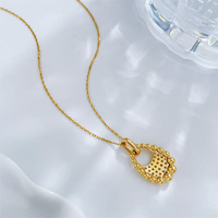 Ciondolo in Oro 18K con Diamante Coltivato in Laboratorio, Charm per Borsa, Gioielli Vintage di Lusso, Collana con Ciondolo per Donna, Catene con Diamanti, Gioielli con Diamanti Coltivati