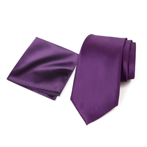 Bộ cà vạt chất liệu satin mềm mại 100% màu tím bụi, gồm cà vạt, khăn tay và nơ, thích hợp cho công việc và đám cưới - Product Image 2