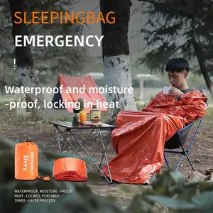 Firstime Lightweight Mylar Emergency Thermal Bivy Camping Outdoor Sleeping Bag With Drawstring Wholesale Survival Sleeping Bag