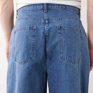 Jean baggy vintage bleu moyen pour homme, taille haute, coupe droite, collection Printemps-Été 2026, le plus vendu - Product Image 5
