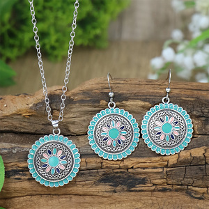 Parures de bijoux fantaisie en alliage, collier et boucles d'oreilles fleuris pour femmes, pour les soirées 2024 - Product Image 3