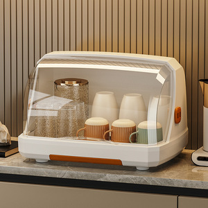 Dustproof Cup Storage Rack With Plastic Lid Square Multi-purpose Desktop Draining Tray For Tea And Water Cups - Product Image 3