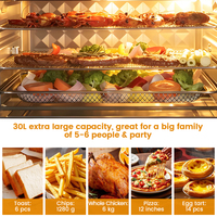 Horno Freidora de Aire Familiar con 16 Funciones, Horno Asador de Pollo Entero para Comidas Familiares Grandes