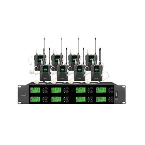 T 8 Channels Wearable Professional Live UHF Wireless Belt-pack Microphone With Bodypack Transmitter Receiver