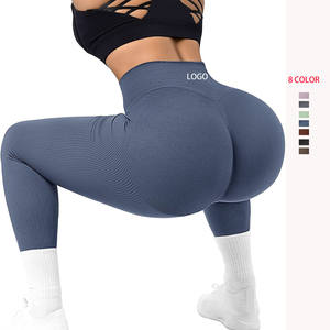 Leggings da donna taglie forti con costine da Yoga sport Femme Gym <span class=keywords><strong>Leggins</strong></span> pantaloni da allenamento Fitness per il controllo della pancia collant da corsa - Product Image 1