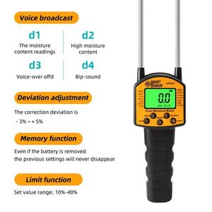 Humidimètre à céréales multifonctionnel haute précision AR991, testeur d'humidité portable à écran LCD pour céréales et fourrage - Product Image 4