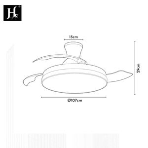 Ventilateur de plafond électrique invisible de style nordique de 42 pouces, 3 pales, ventilateur chic, luminaire suspendu pour chambre à coucher, salle à manger, salon, décoration intérieure - Product Image 6