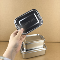 Boîte à lunch bento en acier inoxydable, couvercle en plastique anti-fuite, simple, compatible micro-ondes, 2 compartiments, pour enfants et adolescents