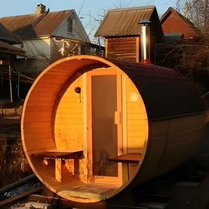 Massivholz 4-6 Personen Sauna raum im Freien Trocken dampfs auna Kit 40mm Hemlock <span class=keywords><strong>Barrel</strong></span> Red Cedar 6KW 9KW Herd - Product Image 5