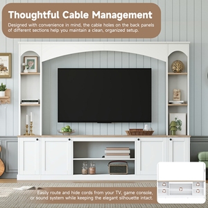 Modern <b>Adjustable</b> Luxury TV Stand with Wood Grain for Living Room Fits TVs up to 70" - Product Image 4