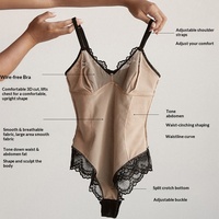 Body sculptant push-up en dentelle antibactérienne pour femmes grandes tailles, avec bretelles et effet gainant