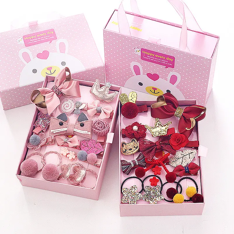 Cheap Wholesale 18 Pcs Set Cute Decoration Hair Accessories for Baby Girls Kids Birthday Gift Set