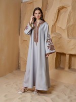 Abaya musulmane élégante brodée sur mesure, vert foncé, avec strass, manches longues, pour l'hiver, l'été, l'automne, mariage, soirée, modeste, pour adultes