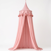 Lit de bébé avec baldaquin pliable pour enfants, pompons en coton pur, plafond conique, décoration nordique pour la chambre d'enfant, lit bébé portable pour la maison
