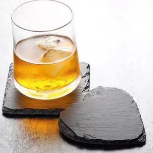 Estick Groothandel Coaster Set Lasergravure Hexagon Hart Groothandel Slate Coaster Voor Drankjes Aangepaste Slate