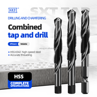Set Bor dan Tap HSS Kombinasi, Shank Hex dan Square, 6 Pcs, Alat Pembuat Ulir Metrik untuk Pengeboran dan Pembubutan Logam