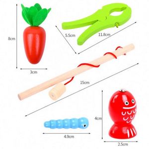 Jeu de pêche éducatif Montessori en bois de haute qualité Happy Farm, puzzle 3D multifonctionnel et multifacettes pour l'apprentissage de la mémoire - Product Image 3