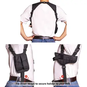 Verdecktes horizontales taktisches Schulter pistolen holster aus Nylon mit doppeltem Magazin beutel
