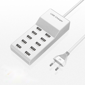 Bloque de cargador múltiple 50W 10A 10 puertos Estación de carga USB para <span class=keywords><strong>iPhone</strong></span> <span class=keywords><strong>Android</strong></span> Smartphone Tablet Smart Watch <span class=keywords><strong>AirPods</strong></span> Samsung - Product Image 1