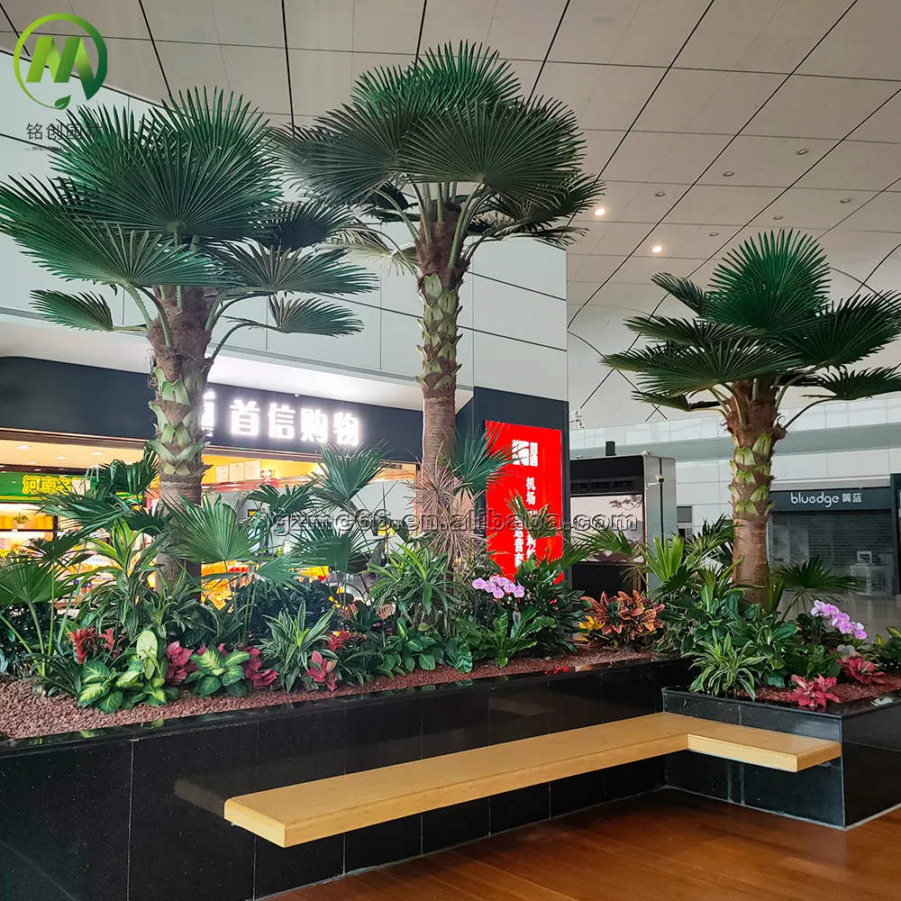 Nhân tạo Washington Fan Palm Tree UV bằng chứng sợi thủy tinh plam Tree ngoài trời cây cọ nhân tạo nhà máy giá