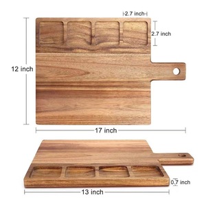 Planche à découper en bois 17x12 pouces avec compartiments pour fruits, légumes et collations, usage domestique et cuisine - Product Image 1