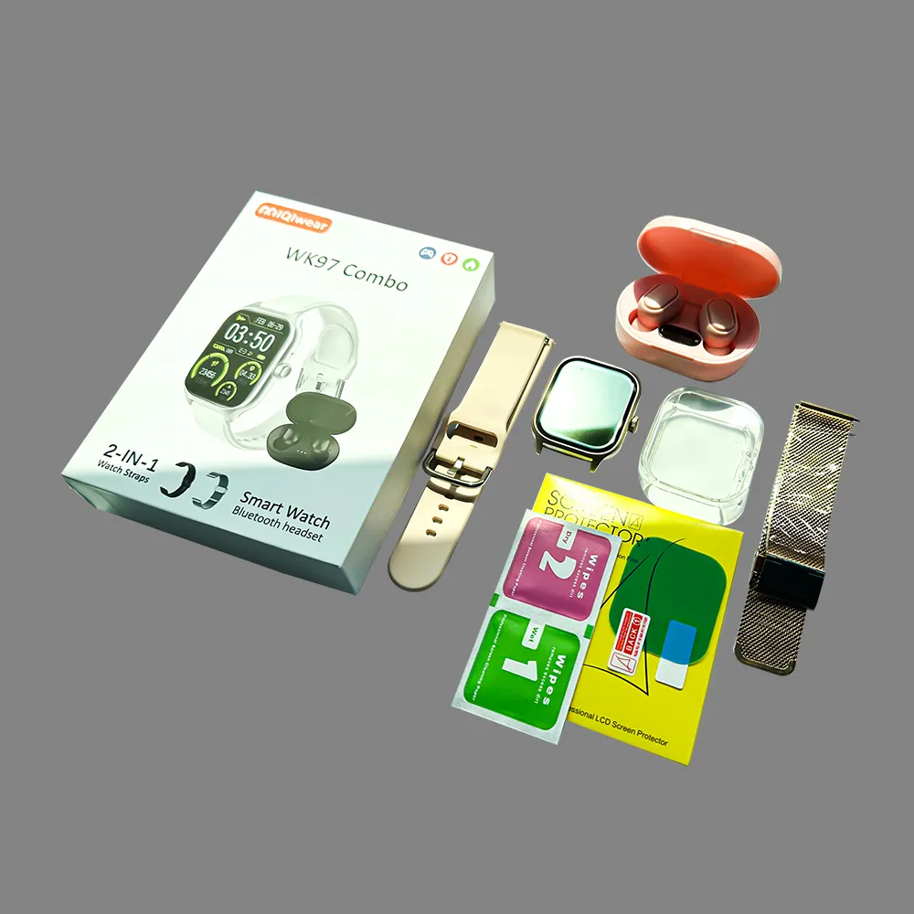Último diseño WK97 Combo Smart Watch Build A Funny Game Wristband Pantalla táctil completa TWS Auriculares WK97 Reloj para hombres y mujeres