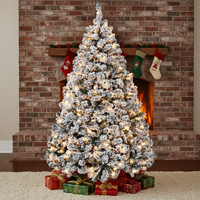 Nouvel arbre de Noël artificiel pré-éclairé blanc chaud de haute qualité, floqué, aspect réaliste, montage facile, utilisation intérieure/extérieure