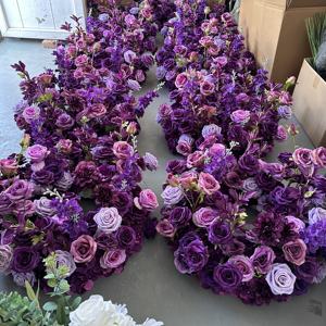 Centro de Mesa de Flores Artificiales Verde y Morado de 60 cm, Personalizable, para Decoración de Mesa de Boda o Banquete, GreenLife - Product Image 5