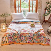 Plaid multifonctionnel en coton jacquard à motifs ethniques, teinture réactive, avec pompons, pour canapé, bureau, ou comme châle de sieste