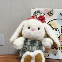 Boneka Kelinci Plaid, Mainan Penghilang Stres, DIY, Bahan Polyester Isi Kapas PP, Hadiah Ulang Tahun Anak, Hadiah untuk Wanita