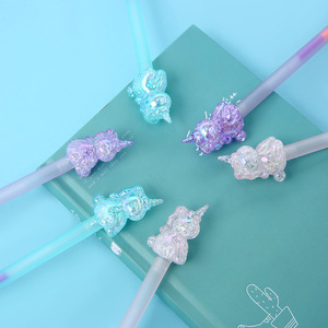Penne Gel Creative con Testa di Cristallo Laser Colorata a Forma di <span class=keywords><strong>Unicorno</strong></span>, Penne Gel per Studenti e Ufficio - Product Image 3