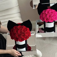 AM-PFE50 Ammy Eternal Rose Naturelle Véritable Éternelle Préservée en Boîte Cadeau Acrylique Tête de Champignon Décoration de Noël