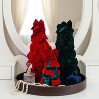 LINGKAI Vente en gros de mini sapins de Noël en tissu velours rouge et vert, sapin de Noël de table, fournisseur de décorations de Noël