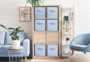Kotak Penyimpanan Lipat Kain 6 Buah Warna Biru <span class=keywords><strong>Pastel</strong></span> Ukuran 11 Inci, Keranjang Organizer untuk Lemari, Mainan, Kamar Bayi, Kamar Tidur - Product Image 4