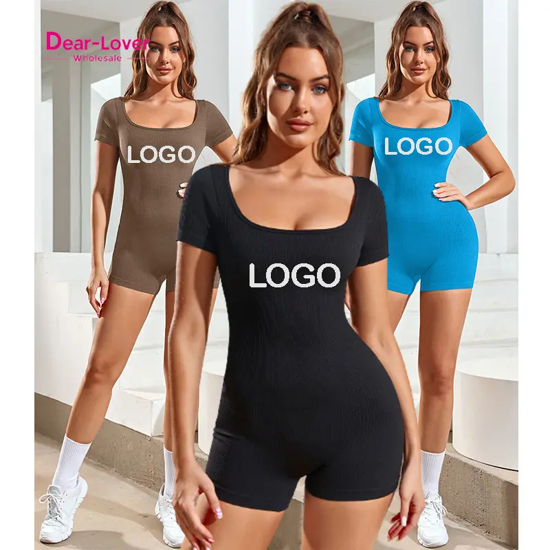 Lieber Liebhaber Custom Short Sport Body suits Fitness Nahtlose Ath leisure Stram pler Sexy Fitted Yoga One Piece Jumps uit Frauen