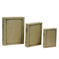 Boîtes de rangement en forme de livre en MDF peintes à la main, personnalisées, style antique, ensemble cadeau de 3, multifonctionnelles, décoratives vintage, pour table basse