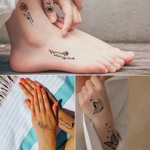 <span class=keywords><strong>Tatuajes</strong></span> Temporales de Estilo Moderno y Fresco, Diseño Floral Minimalista de Alta Gama con Letras en Inglés y Rosas - Product Image 4