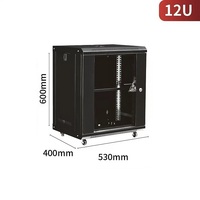 Armoire réseau murale 4U, armoire de serveur 530*400*240mm, petit rack de données avec porte en verre pour équipement réseau CCTV