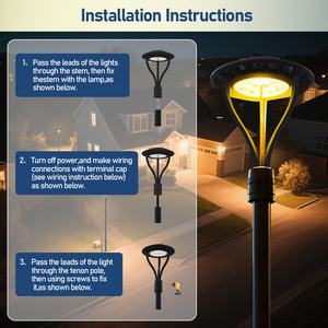 150W Post Top LED <b>Light</b> Garden 5000K Daylight Aluminum Body IP65 AC Power Supply 17000 Lumens <b>Light</b> <b>Sensor</b> Control CRI70 5-Year - Product Image 2