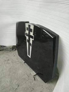 Lápida de Granito Negro Premium en Forma de Cruz con Acabado Pulido, Piedra Conmemorativa Duradera para Cementerio Exterior en Venta - Product Image 2