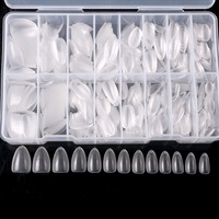 TSZS Factory Wholesale Acrylic Almond Shaped Soft Gel Nails Semi Matte Full Cover Artificial Fingernails for Salon Use